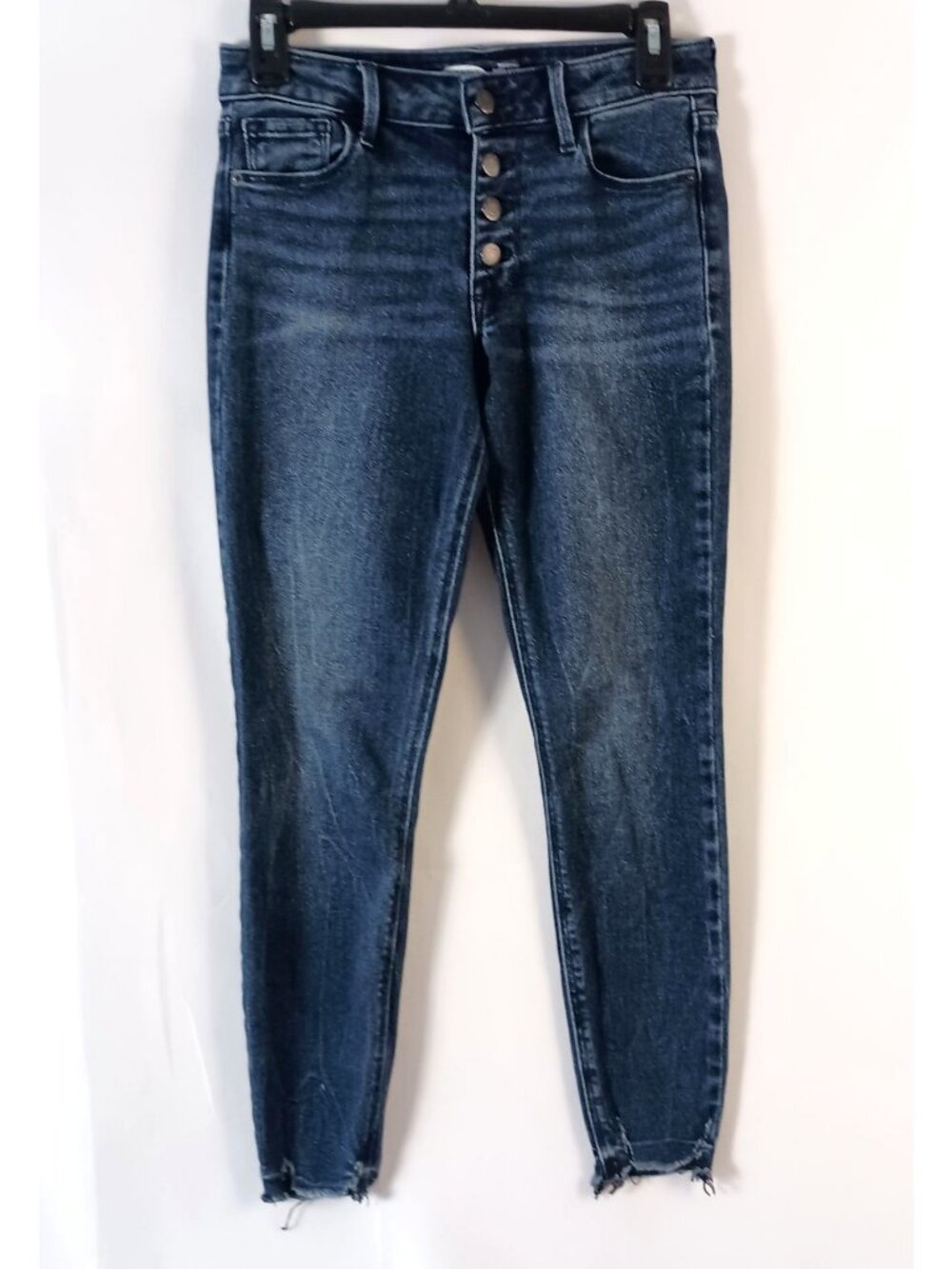 Old Navy Rockstar Super Skinny Jeans Button Fly Raw Hem Stretch 2